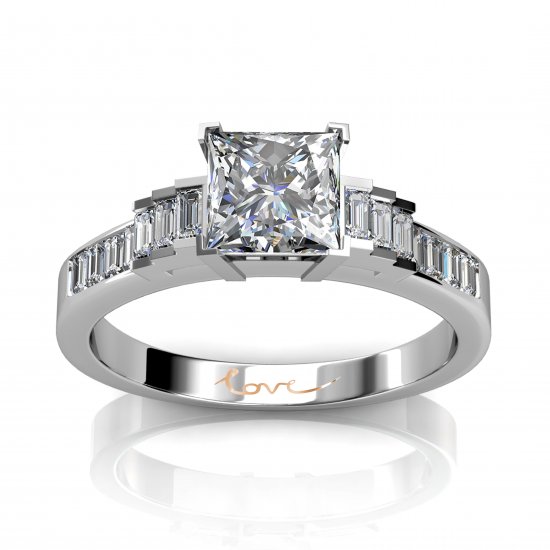 King & I White Gold Channel Set Engagement Ring - Click Image to Close